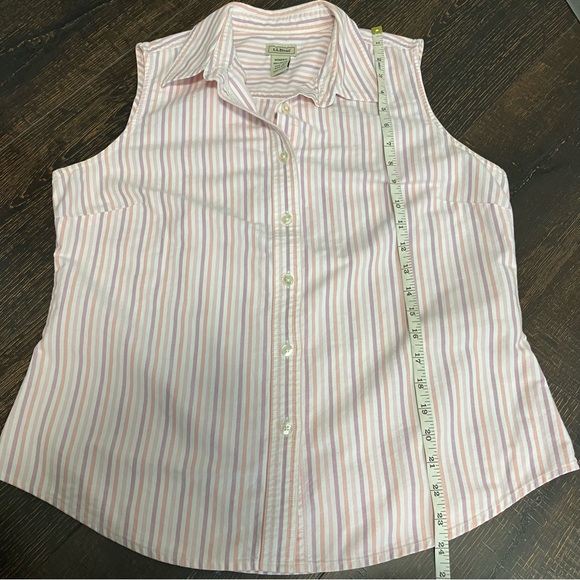 LL Bean | Pastel stripes sleeveless button down blouse - Picture 6 of 7